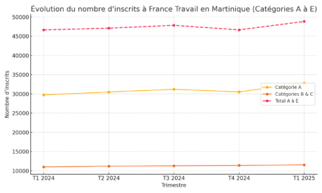 France Travail Martinique 2025 : hausse des inscriptions au 1er trimestre